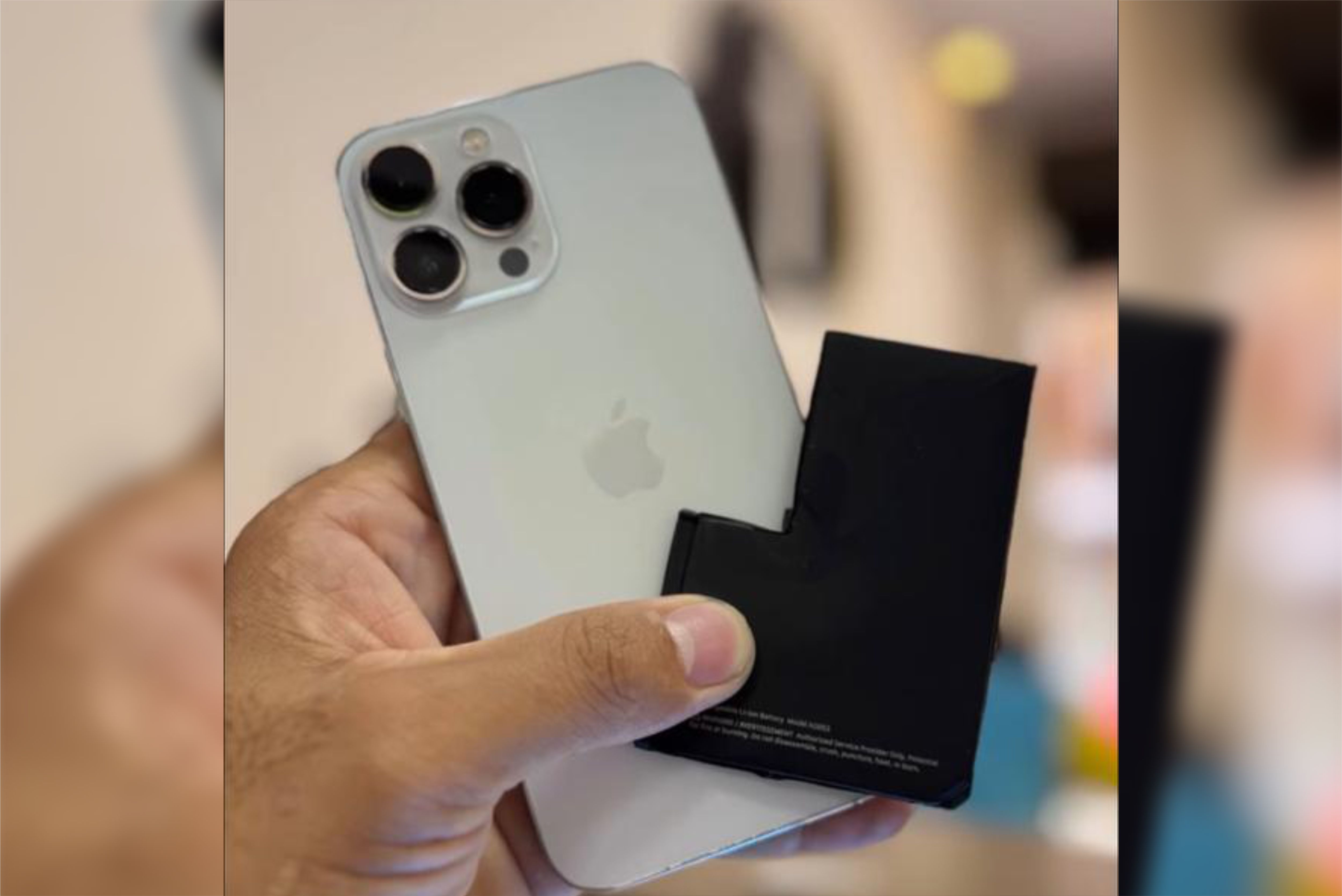 Bateria de celular em detalhe